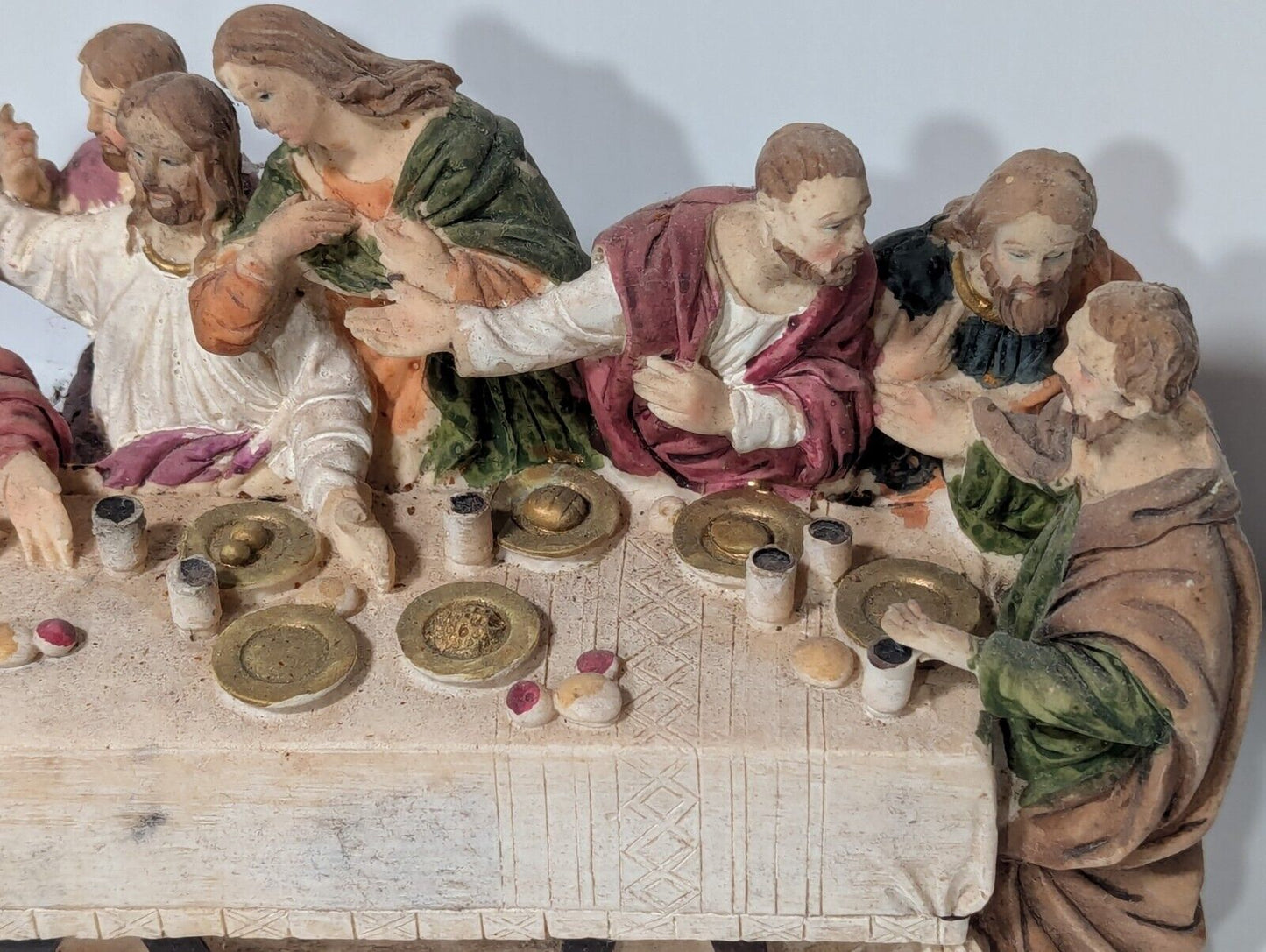 The Last Supper Jesus & Disciples Sculpture Christian Decor 14.5" L, 5" H, 4" W