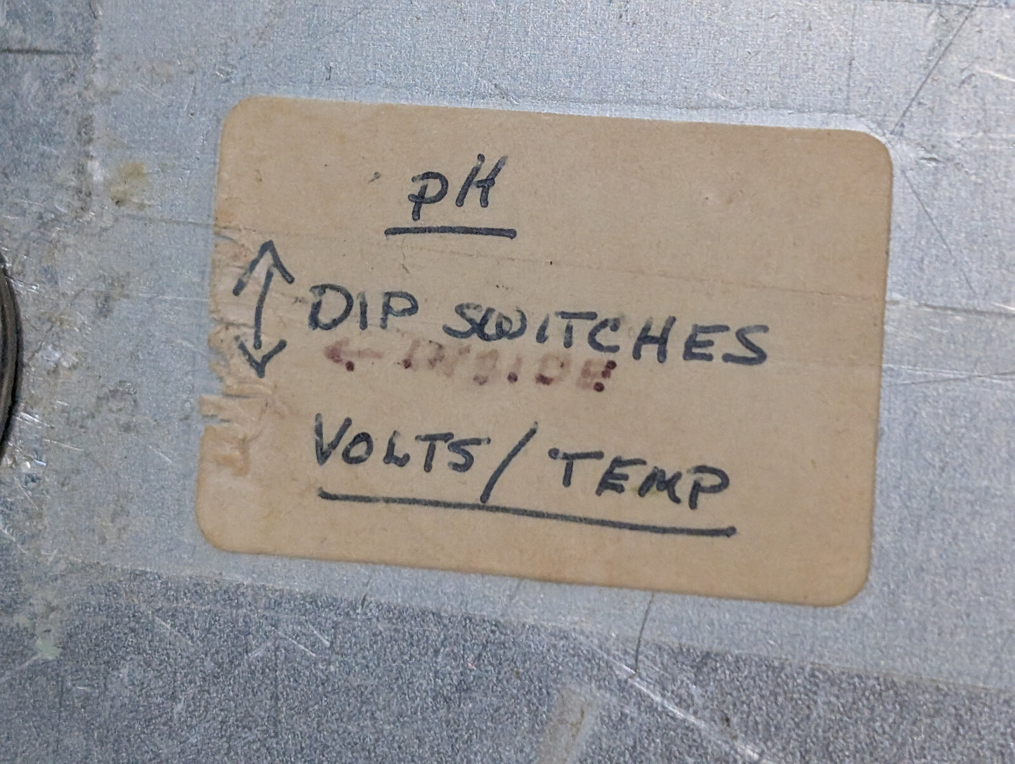 Unidentified Control Panel Box Offset Dial, pH Dip Switches, Volts/ Temp, Toggle