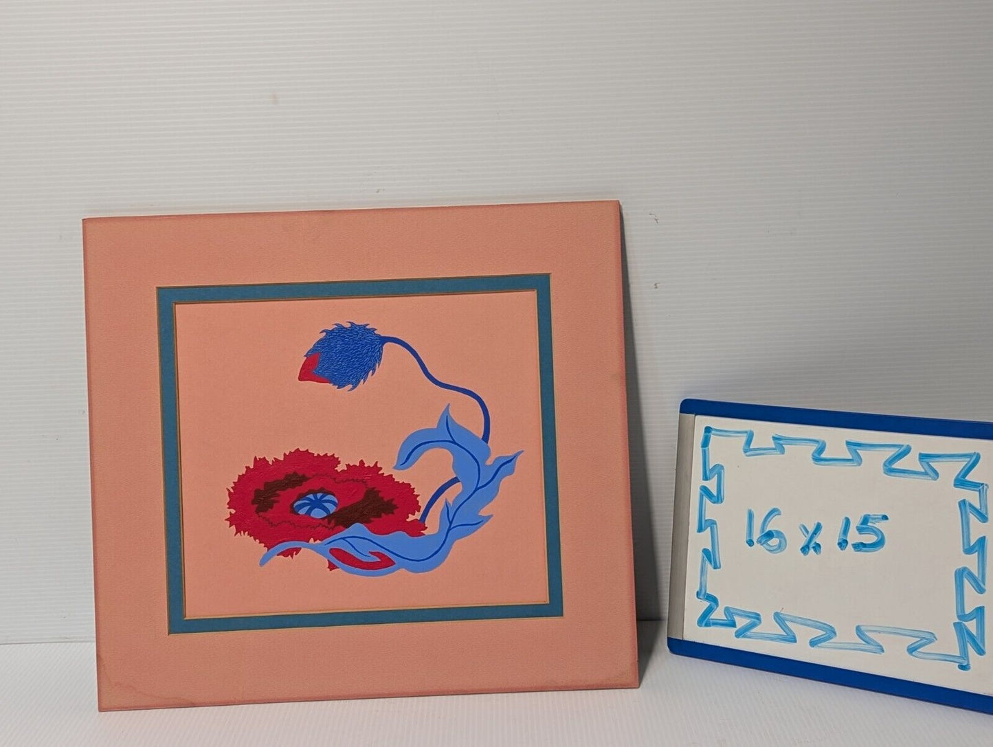 Oriental Japanese Style print Zen style Red-Blue Flowers & Pink - Free Shipping