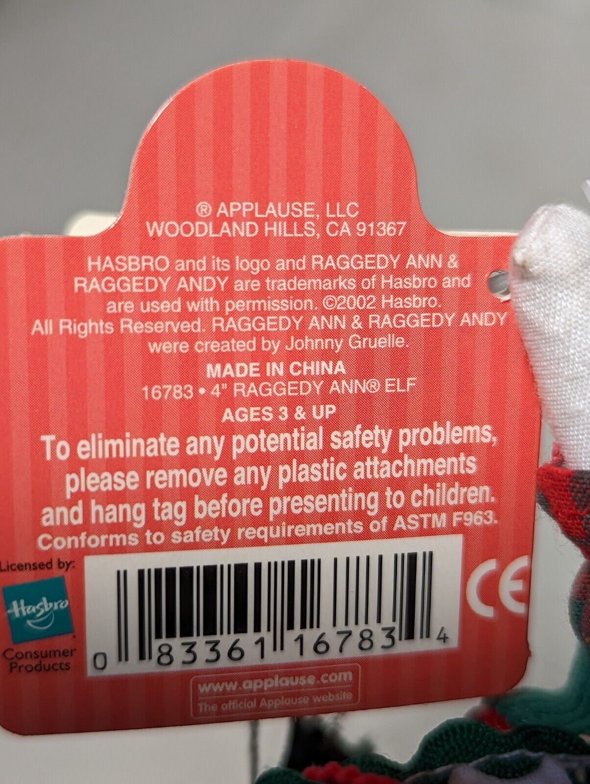 4 inch Raggedy Ann Elf, 16783, by Applause, with tags, a little musty