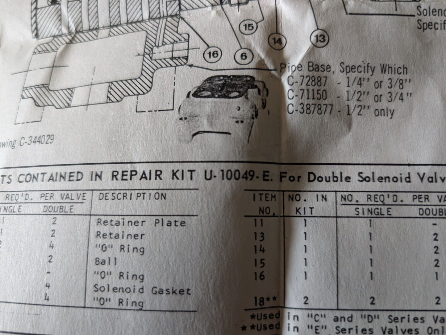 Taylor Winfield U-10049-E Seal-Off Valve Repair Kit as pictured - Free Shipping