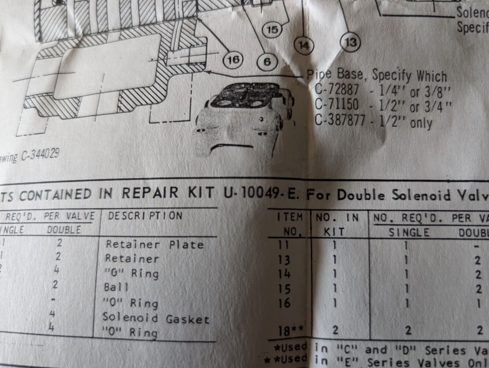 Taylor Winfield U-10049-E Seal-Off Valve Repair Kit as pictured - Free Shipping