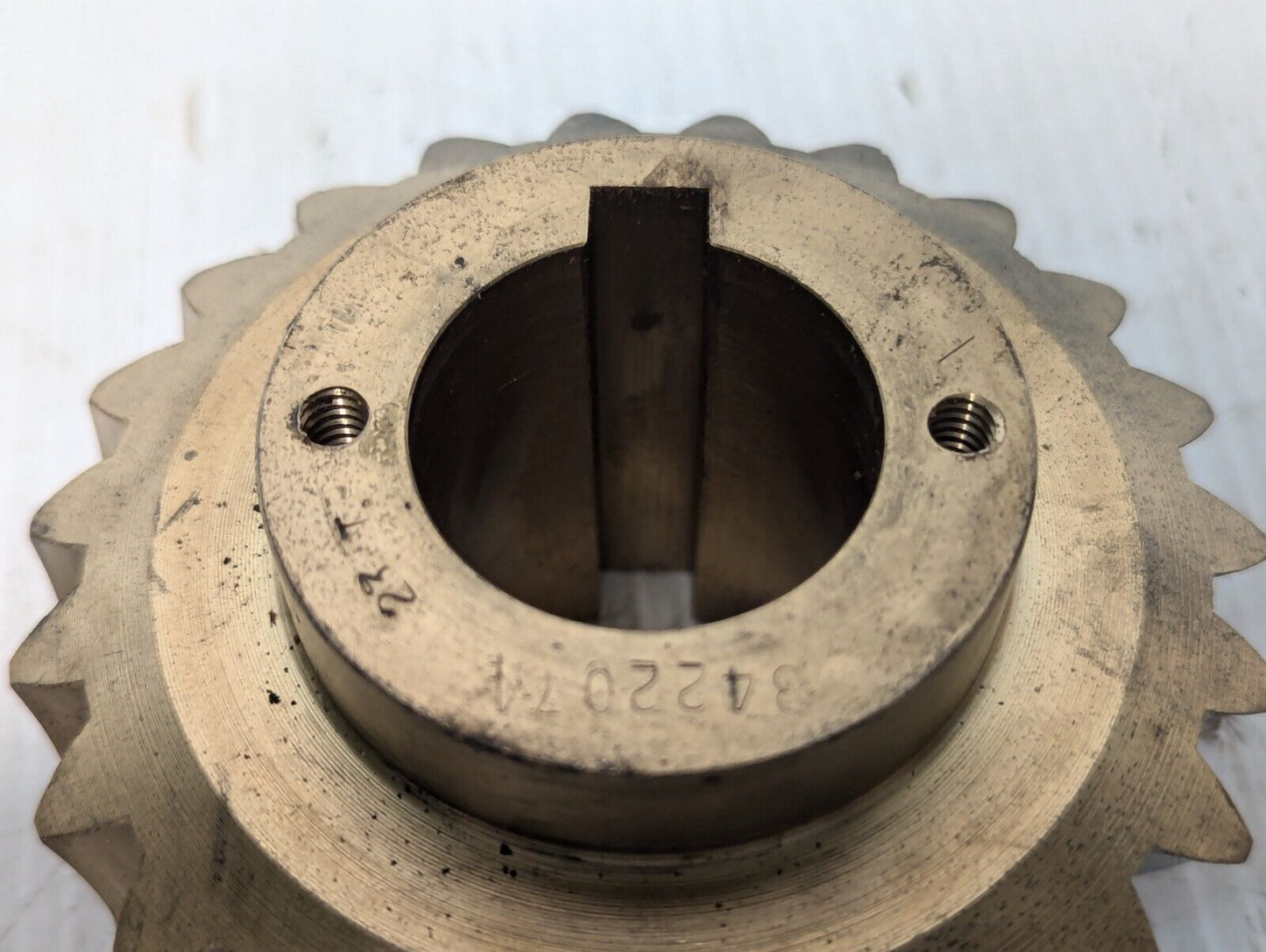 23 Tooth Brass Worm Gear 4" Dia 1 3/8" Notched Bore 2 1/2" H - Free Shipping