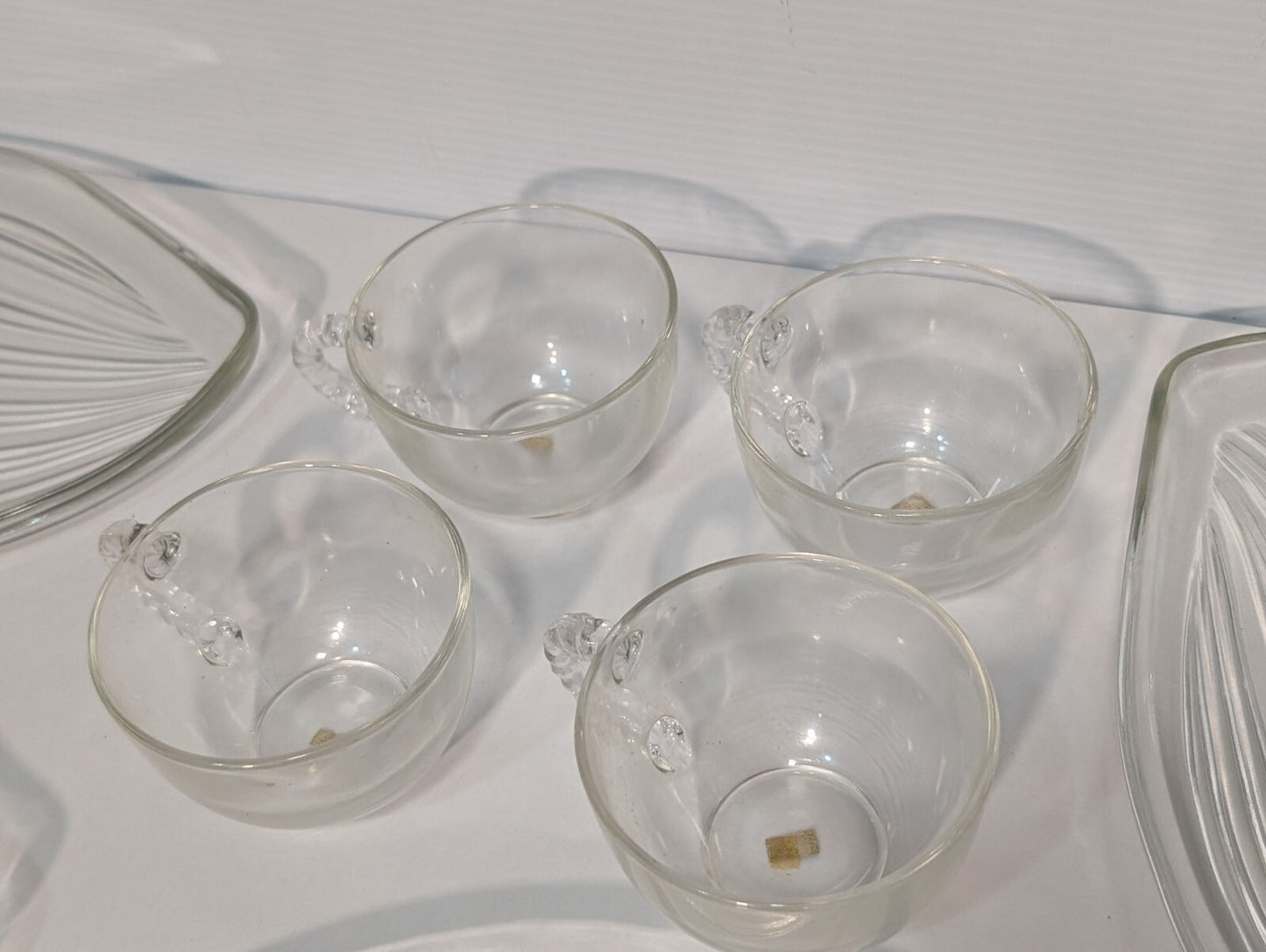 Vintage Federal Glass Homestead 8-Piece (4 Plates + 4 Cups) Glass Snack Set