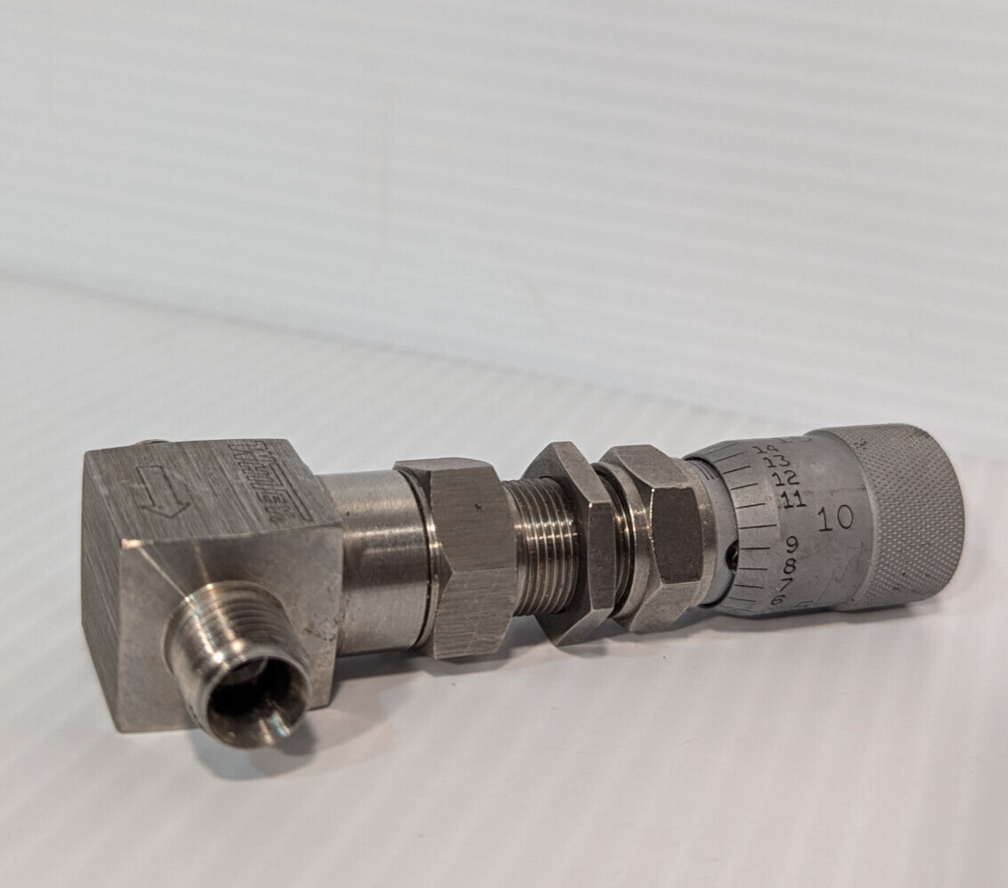 Whitey SS-22RS4 Stainless Steel High Precision Metering Valve, N2 Flow Control