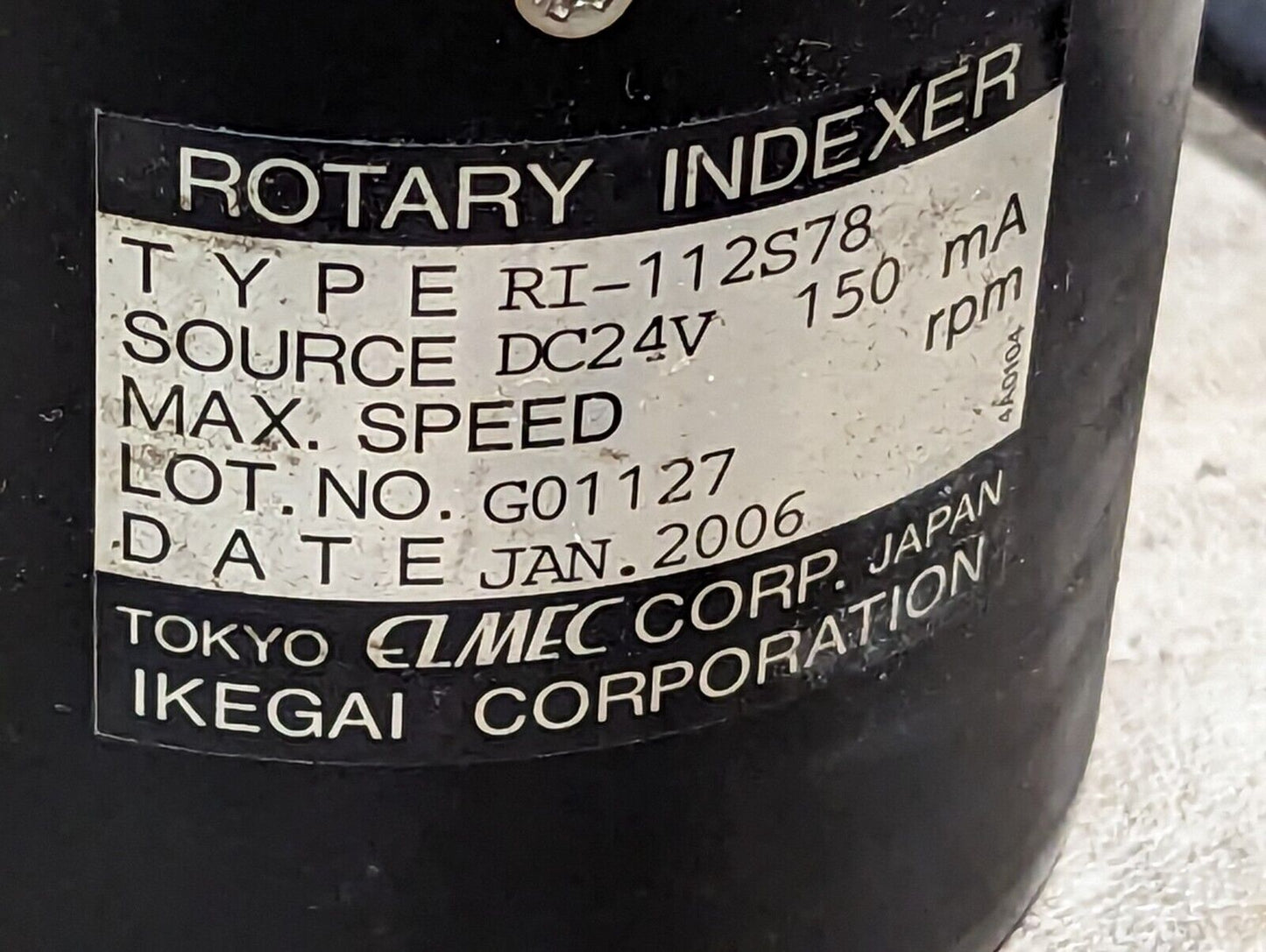 Ikegai RI-112S78 rotary indexer, 24VDC, 150mA