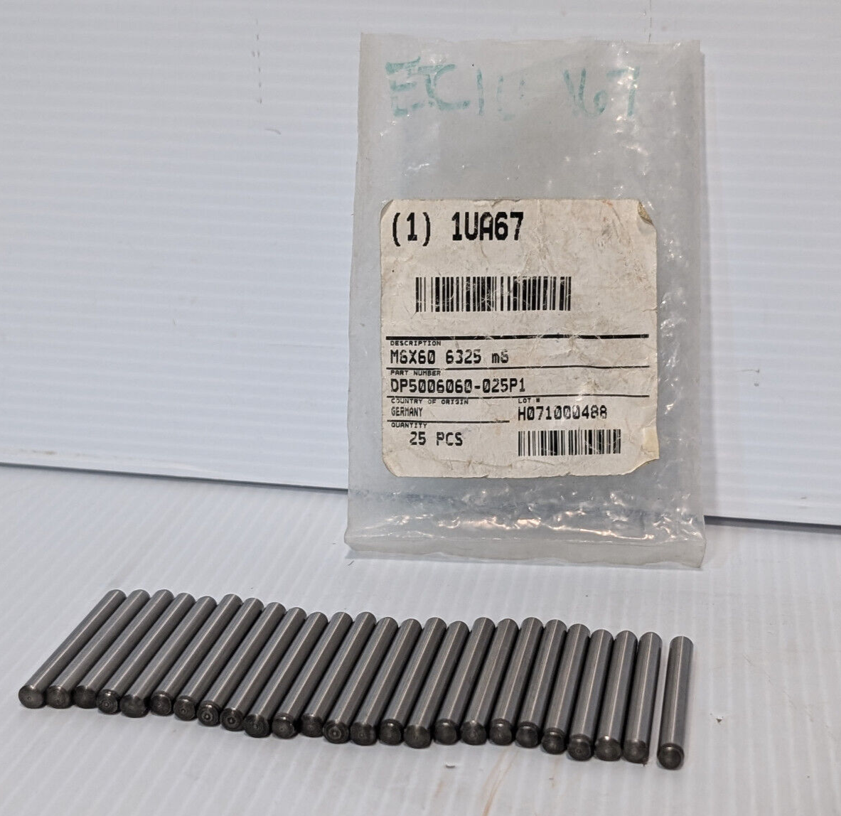 25 Dowel Pins: DP5006060-025P1, 1UA67, M6x60- 6325 -m6, 6mmx60mm,Made in Germany