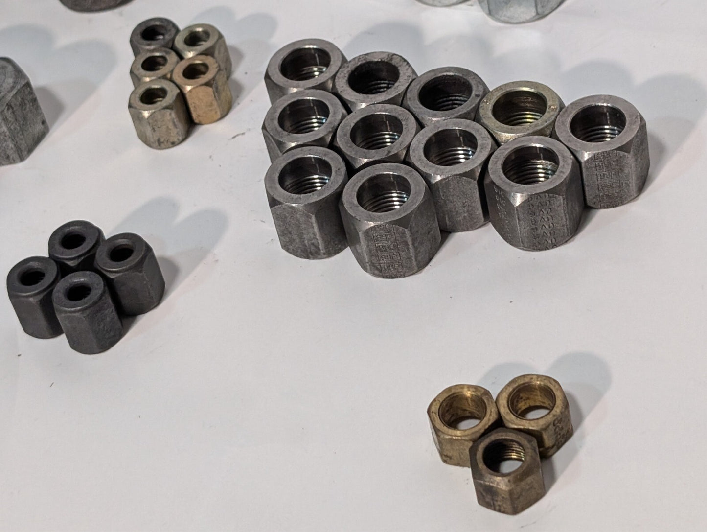 144 Assorted Adapters + Fittings, Hex Nut Lug Nut Bushing Pipe Threader