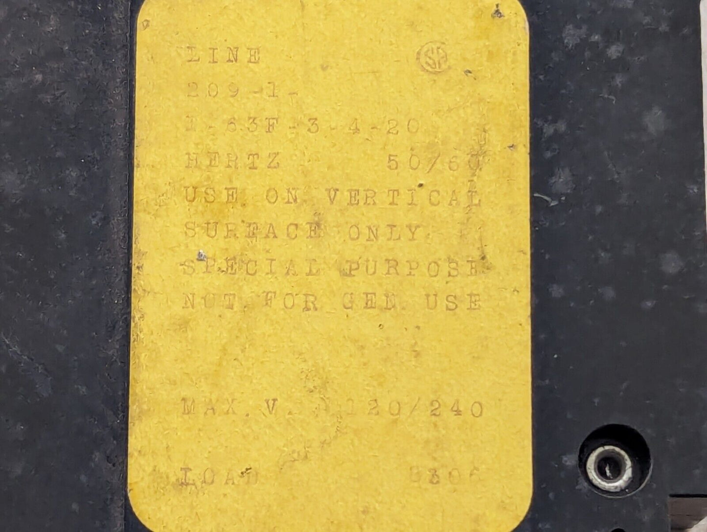 Airpax 209-1-1-6.3F-3-4-20 Circuit Breaker, 20A, 120/240VAC, 1P - Free Shipping