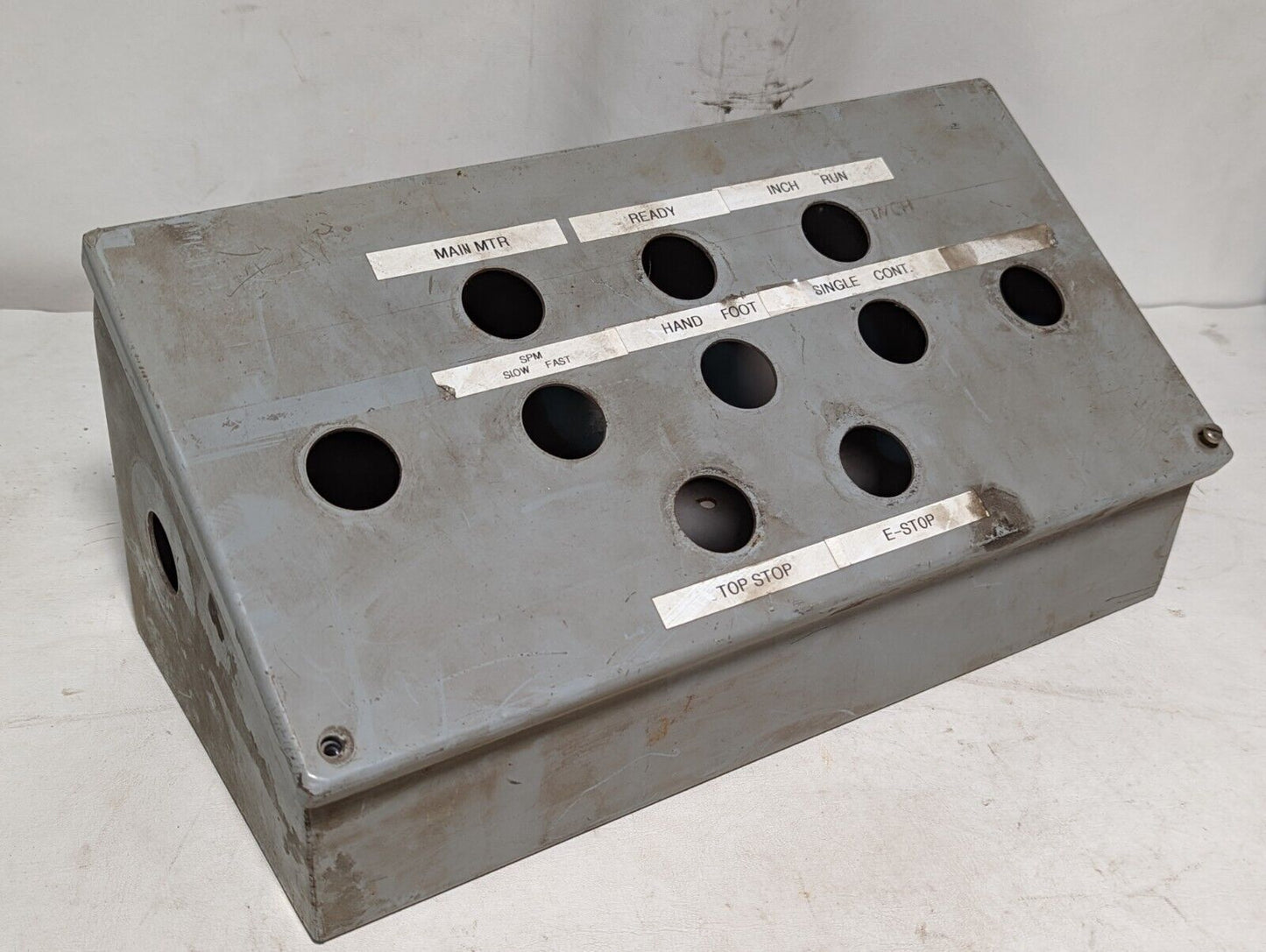 Hoffman C-8C16 industrial control panel enclosure, 10 pushbutton holes