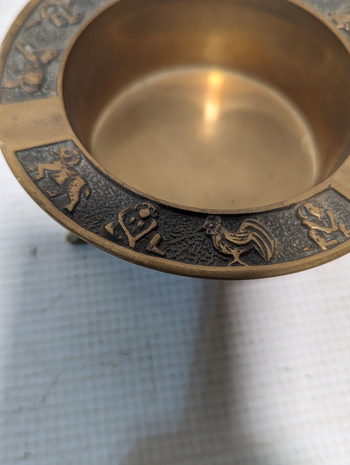 Vintage Korean Metal Ash Tray 4.5in Diameter 2in Tall