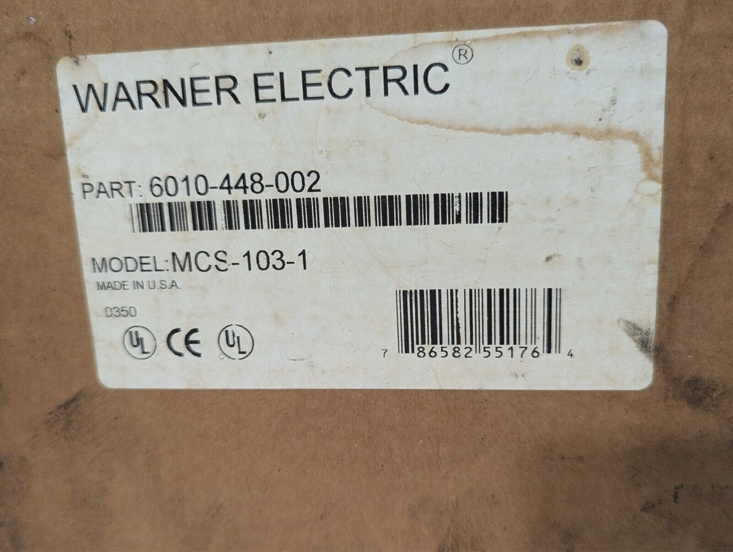 Warner Electric MCS-103-1 Power Supply w/Adjustable Torque Control - Free Ship