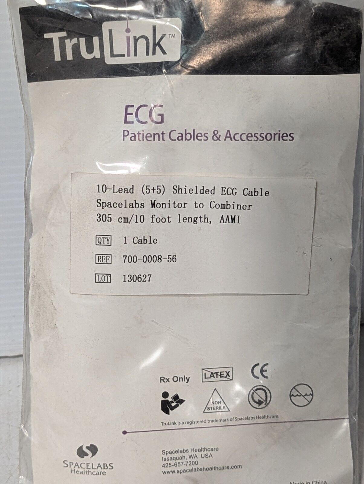 Spacelabs 700-0008-56 10-Lead Shielded ECG Cable, 10' length - Free Shipping