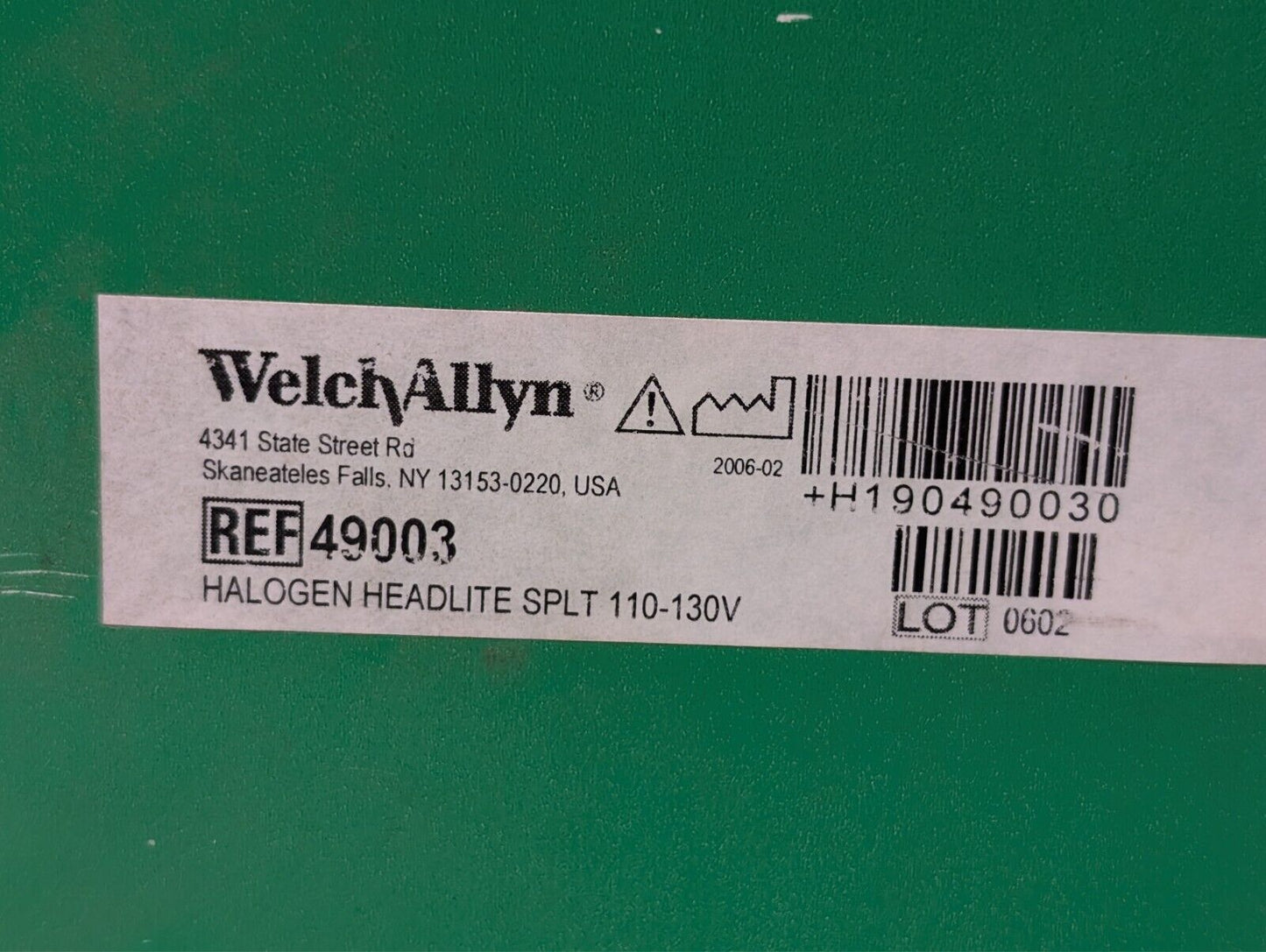 WelchAllyn 49003 halogen headlight with 79003 power supply