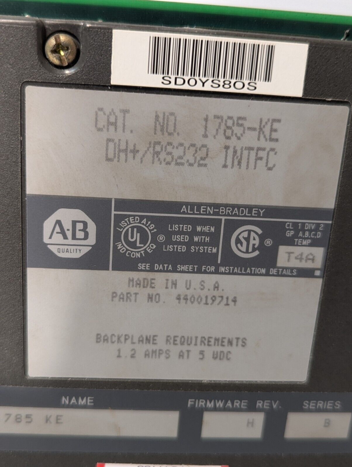 Allen Bradley 1785-KE /C Communication Interface Module - Free Shipping+Returns