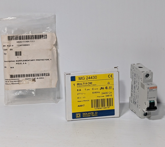 Square D Schenider MG 24430 Miniature Supplementary Protector, 6A, 1 pole, C cur