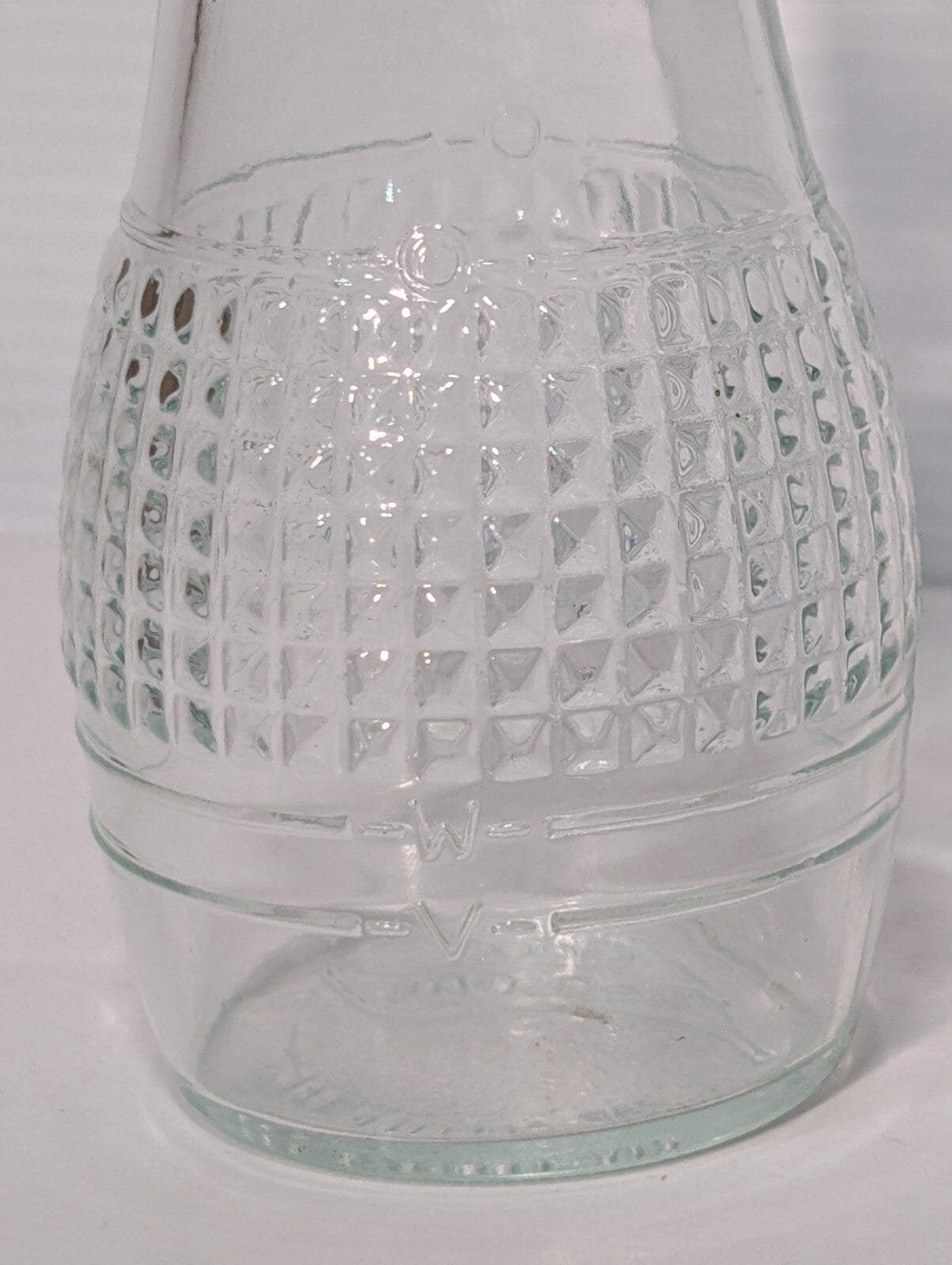 Vintage Good Seasons Clear Glass Cruet Diamond Point Pattern 7" Tall