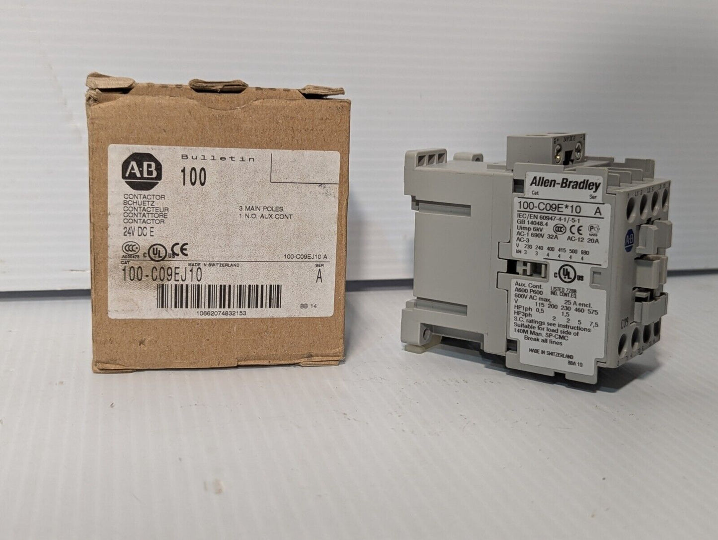 Allen Bradley 100-C09EJ10 IEC Contactor, 24 VDC Coil, 100-C09E*10, New with Box