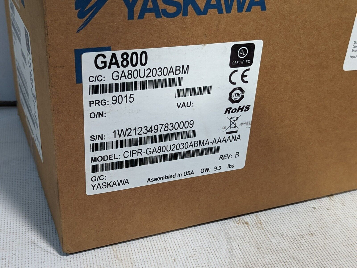 Yaskawa GA80U2030ABM AC drive, GA800, 200-240V, 3 phase, 7.5kW output, for indus