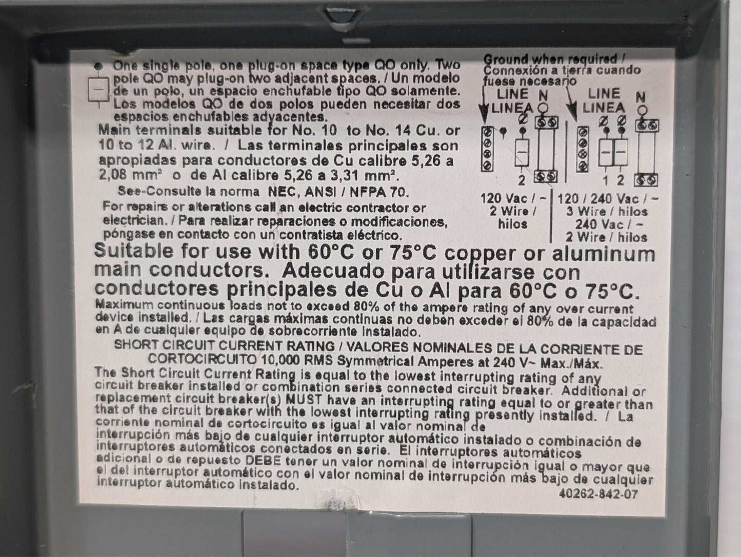 Square D QO2L30S G01 Series Circuit Breaker Load Center G1 Type 1