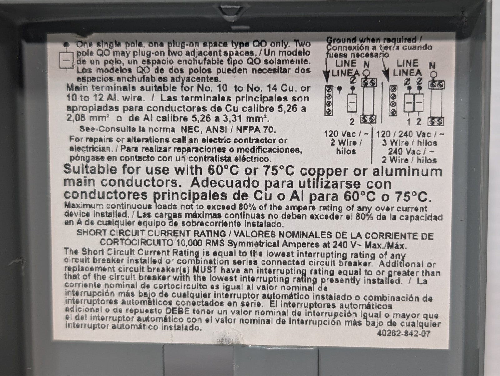 Square D QO2L30S G01 Series Circuit Breaker Load Center G1 Type 1