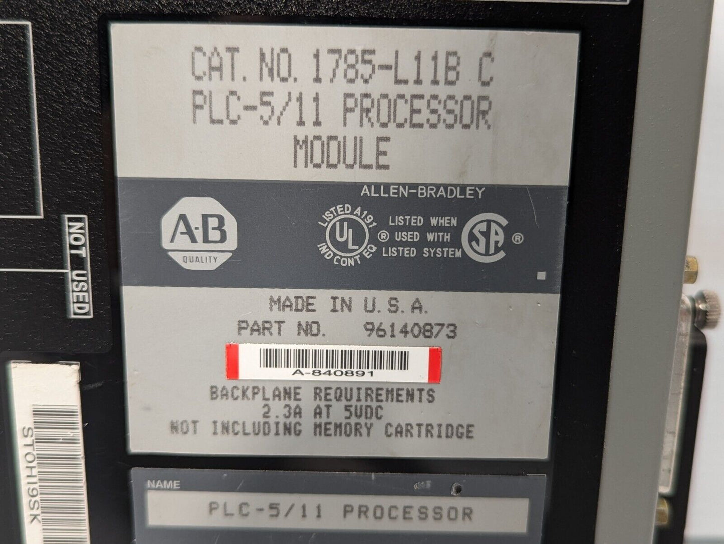 Allen Bradley 1785-L11B C PLC-5/11 Processor C Module - Free Shipping+Returns