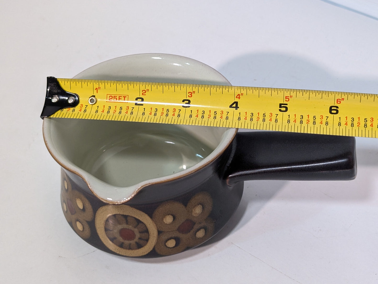 Vintage 60s Denby Arabesque Stonewear Cheese Pot Sauce Gravy Boat Tea Crock Dish