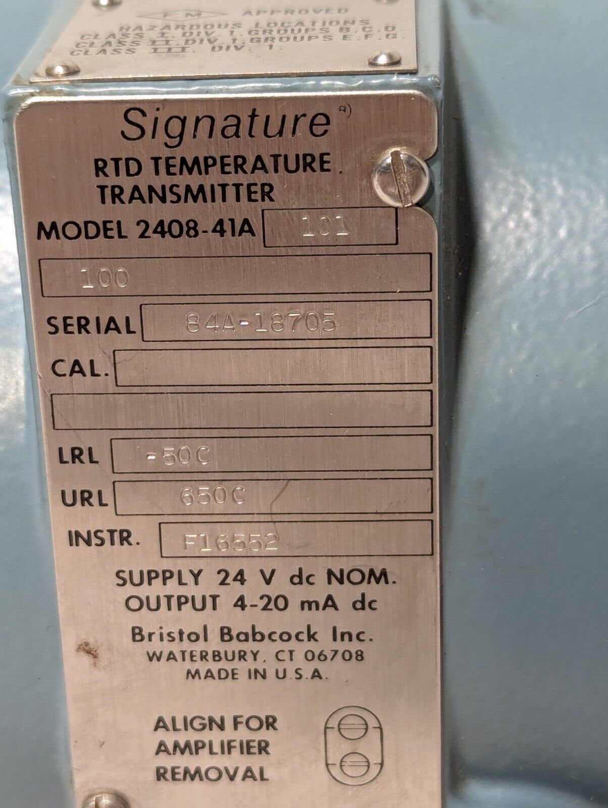 Bristol Babcock 2408-41A.101 Signature RTD Temperature Transmitter - Free Ship