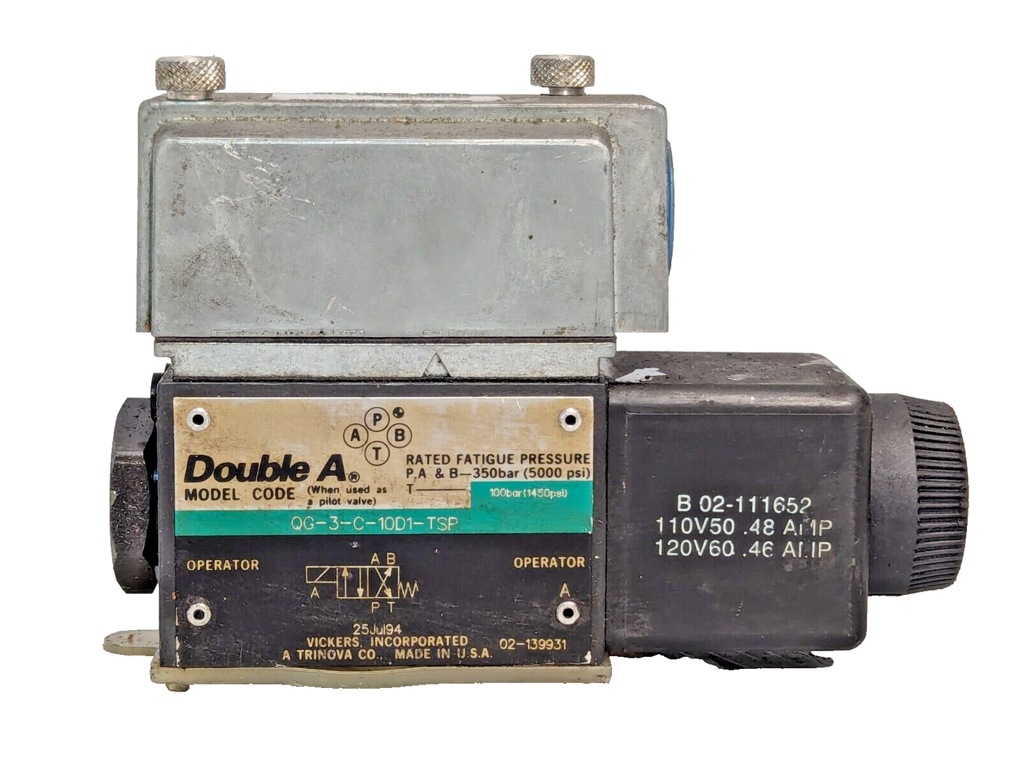 Vickers Double A QG-3-C-10D1-TSP Solenoid Valve 120/60 - Free Shipping+Returns