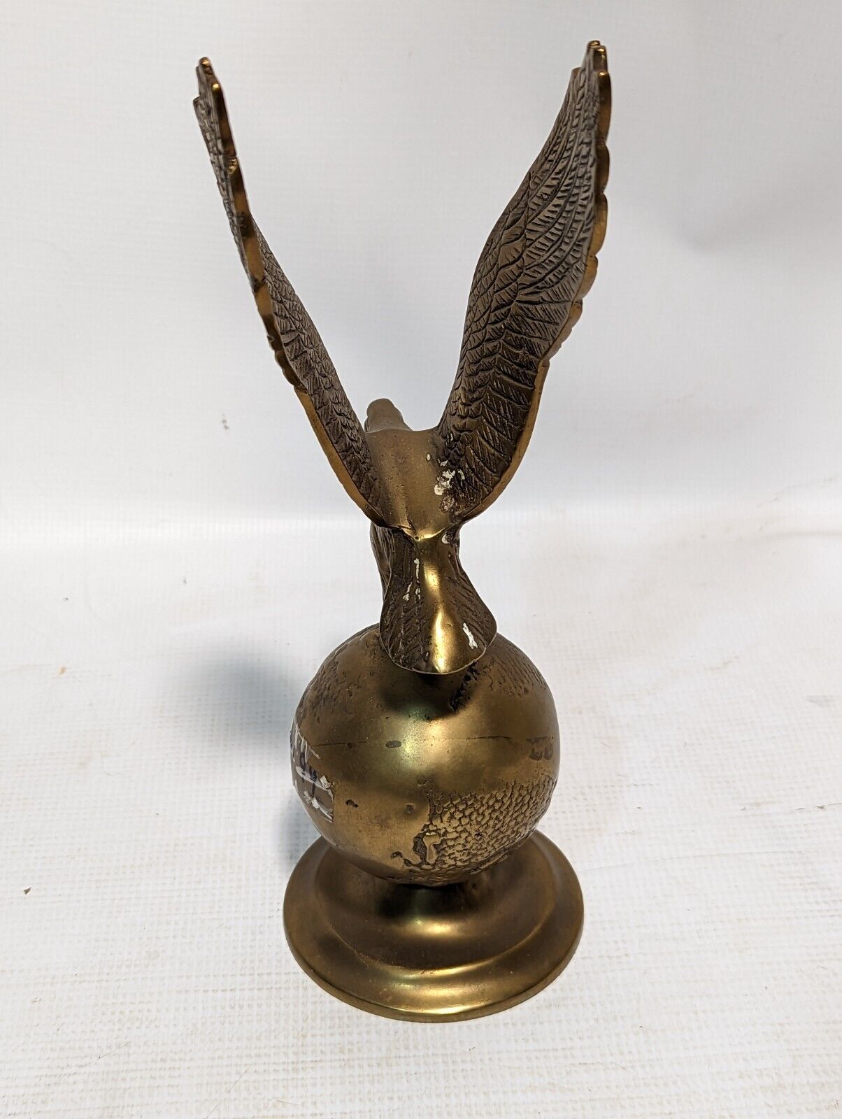 Vintage Brass Eagle Surmounting Globe Paperweight
