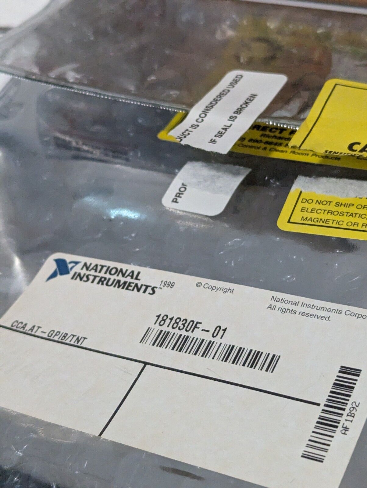 National Instruments 181830F-01 interface card, 776786-01, AT_GPIB/TNT, NI-488.2