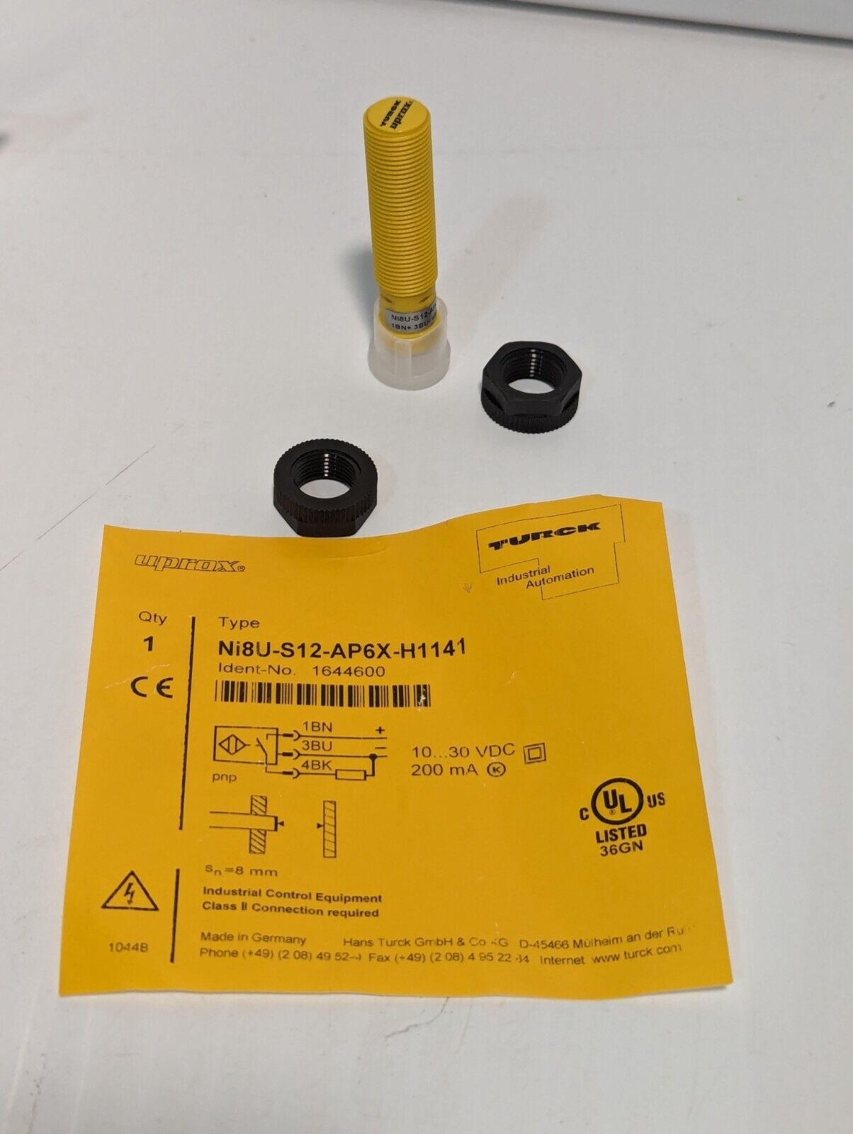 Turck Ni8U-S12-AP6X-H1141 1644600 Inductive Proximity Sensor Kit - Free Ship