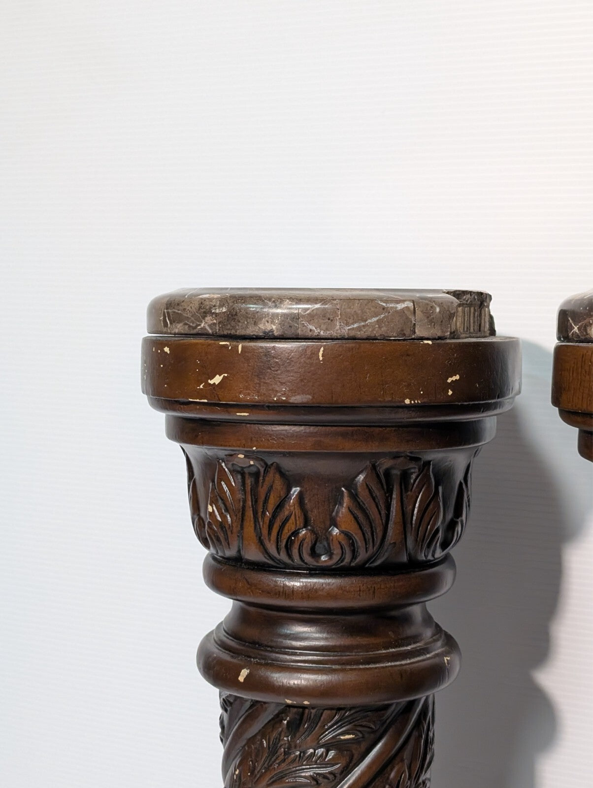 Vintage Pair of Carved Victorian Pedestals and Plant Stands