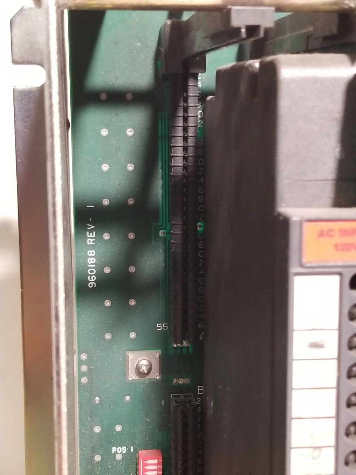 Allen Bradley 8 slot I/O PLC chassis, cat. no. 1771-A2B, with 8 cards, 120V
