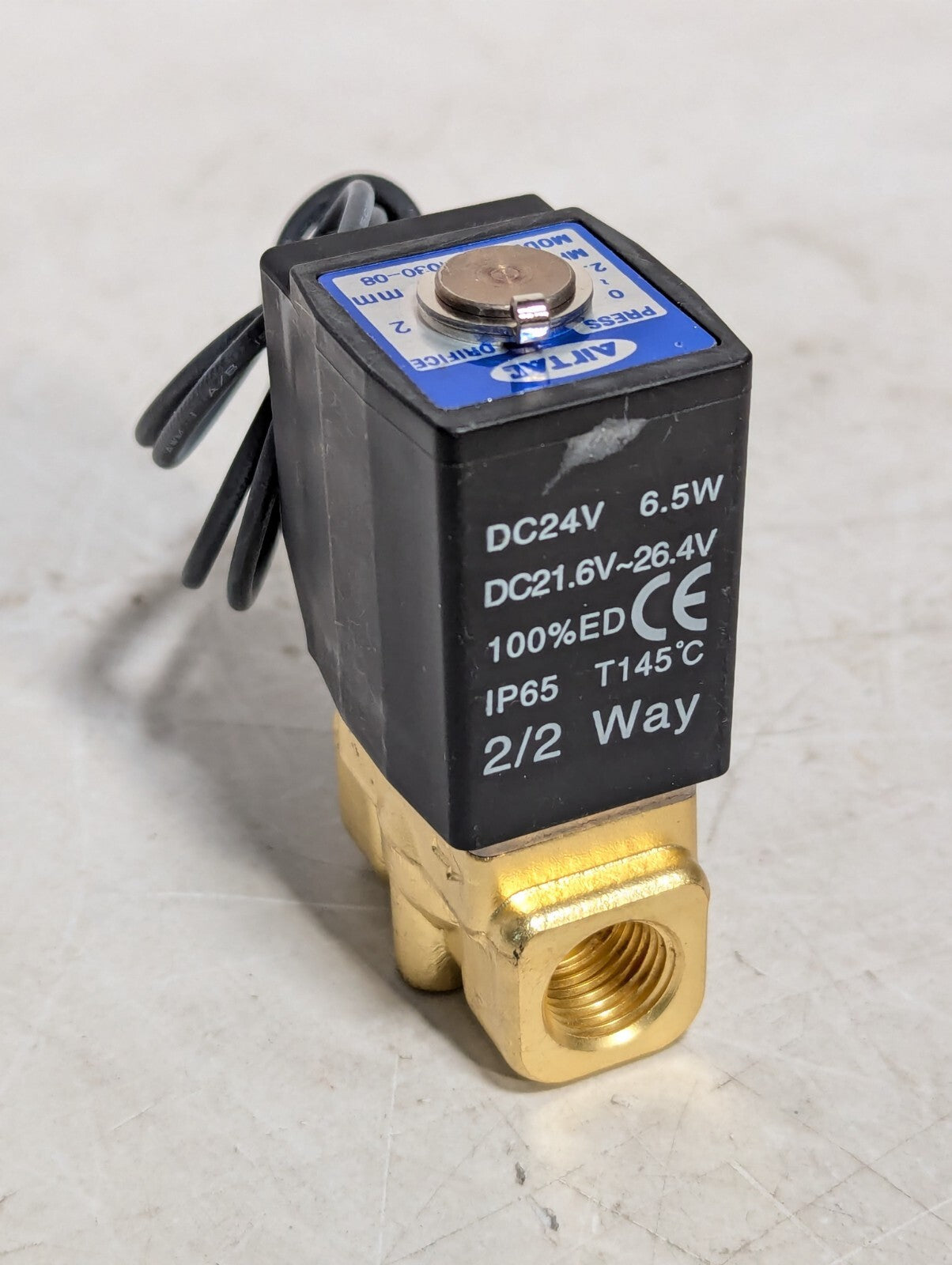 AirTAC 2WH03008BI Fluid Control Solenoid Valve, 2/2 Way, 24VDC, IP65
