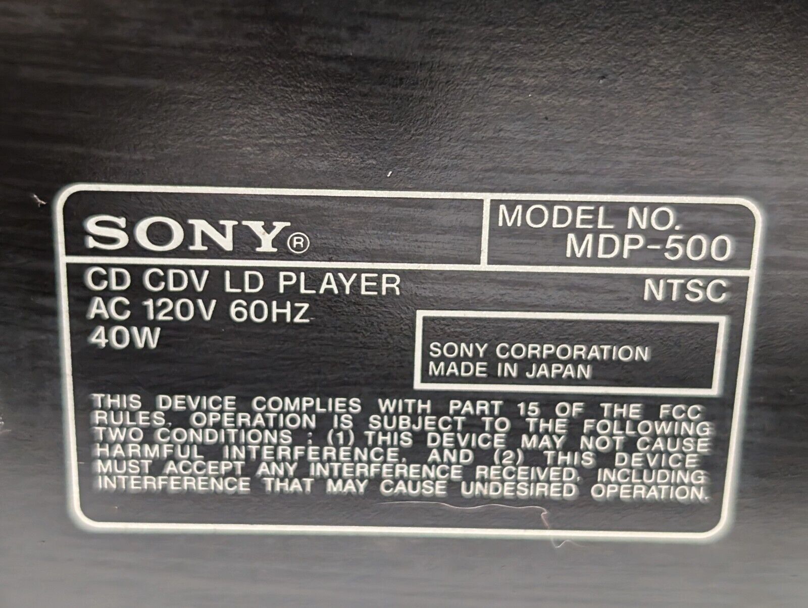 Sony MDP-500 AV Laser Auto Reverse Laserdisc CD \ CDV \ LD Player