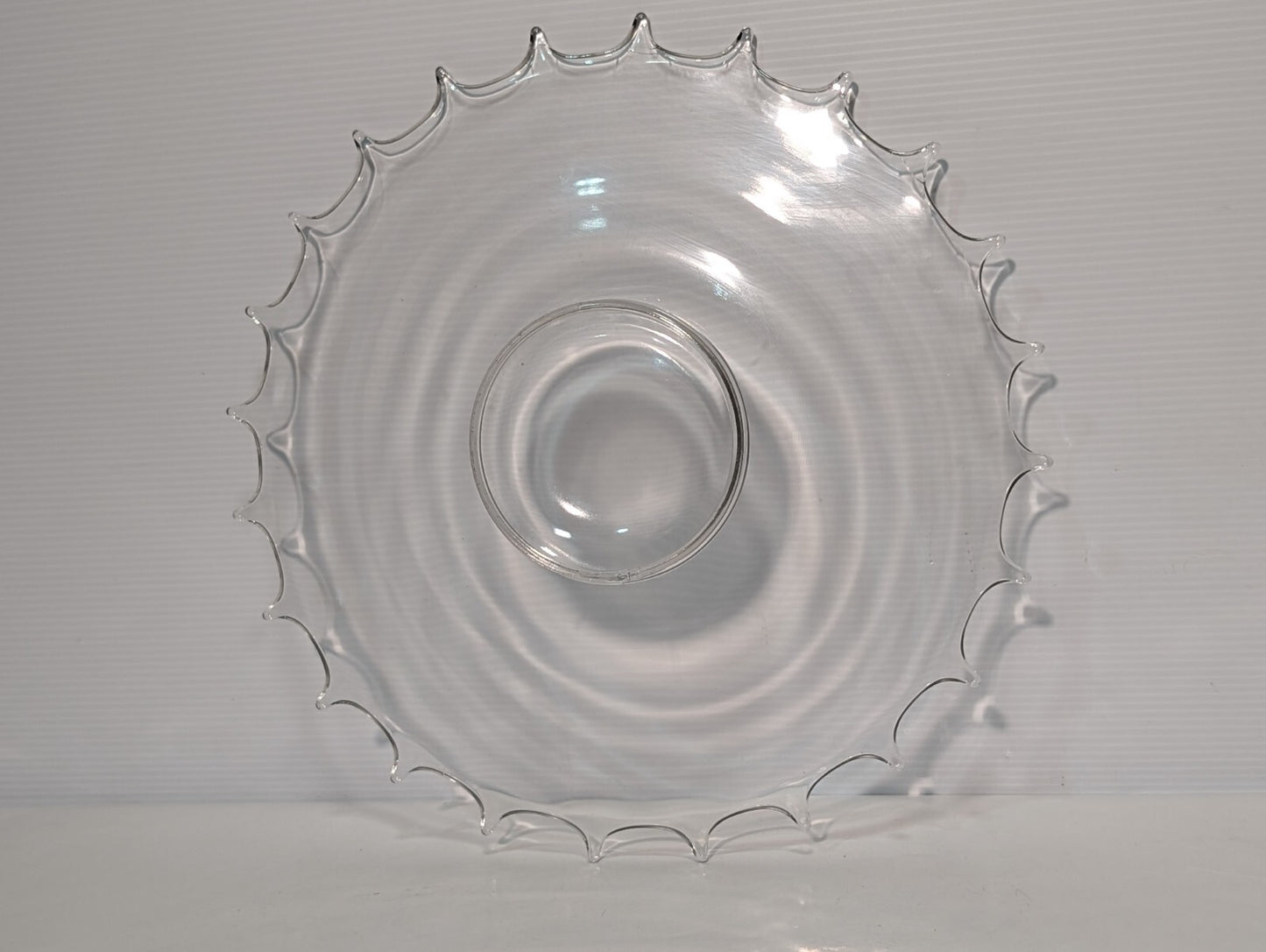 Vintage Glass Serving Platter \ Dish, 24 Point, 16.5" Wide, Clear