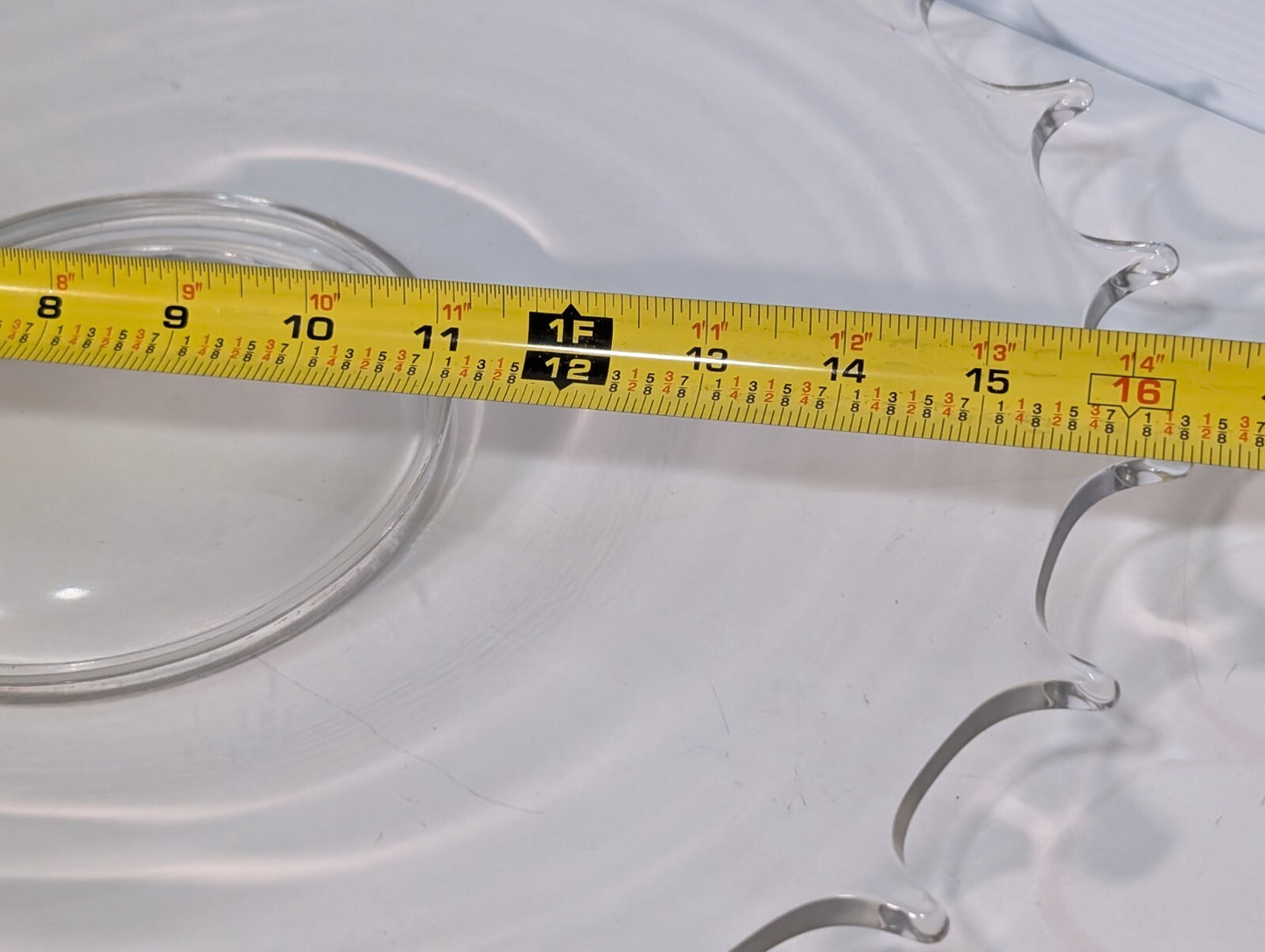 Vintage Glass Serving Platter \ Dish, 24 Point, 16.5" Wide, Clear