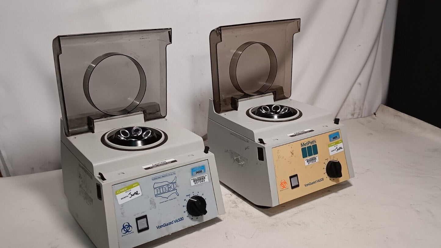 VanGuard V6500 centrifuge, 3400RPM, 110VAC, 60Hz, 0.95A, model 6500