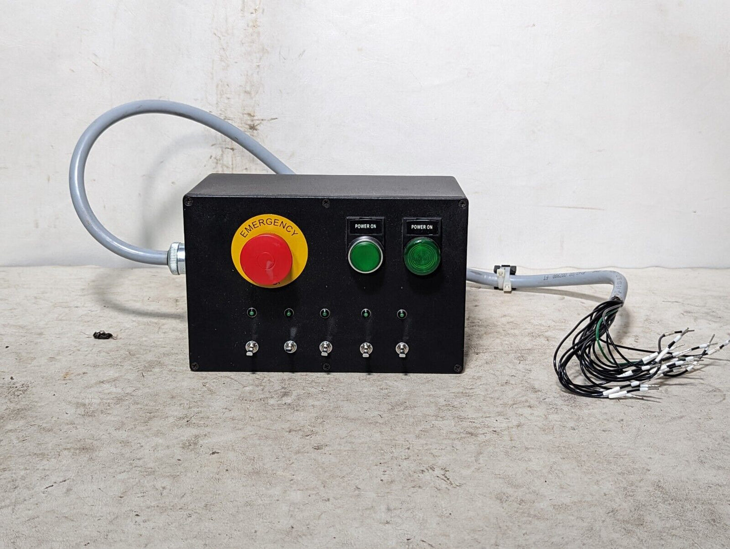 Custom pushbutton enclosure: green power on pushbutton, green indicator light...