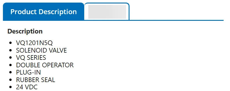 SMC VQ1201N-5 Solenoid Valve, 5 Port, 24vdc, VQ1201N5 - Free Shipping