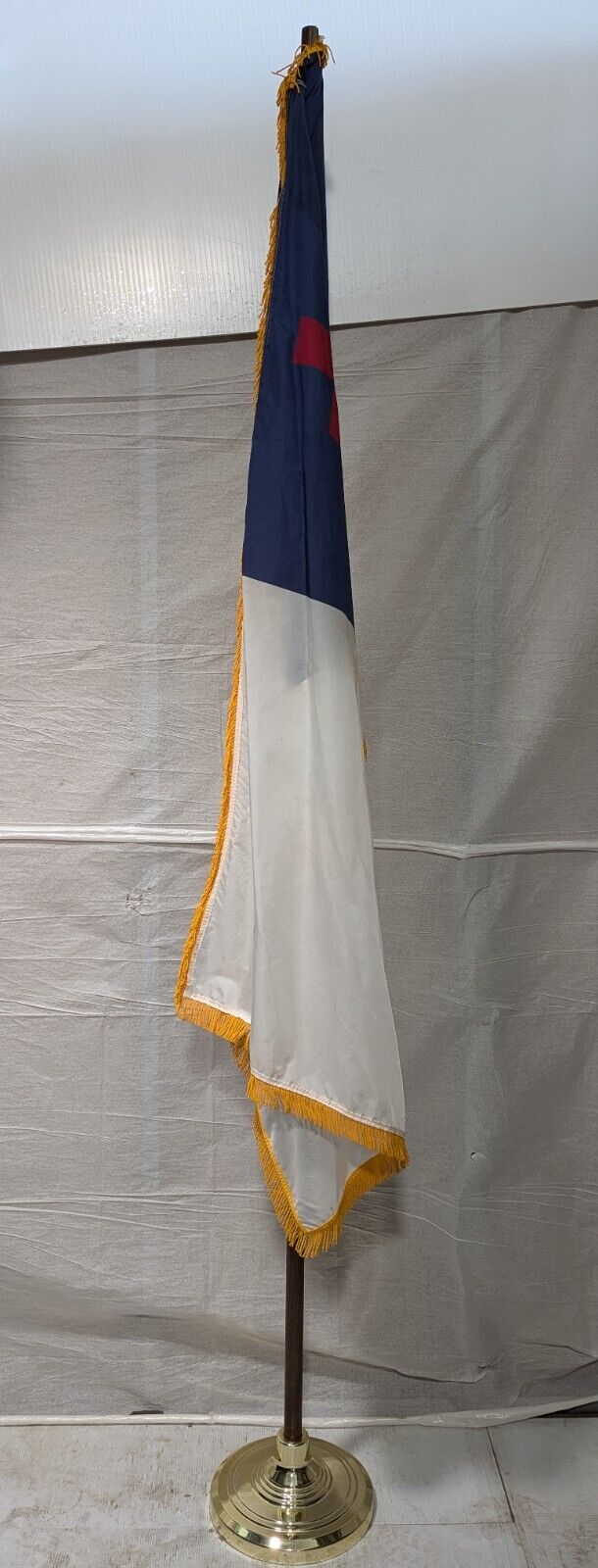 3' x 5' Indoor Christian Flag With Gold Fringe and Wooden Flag Pole 96" H