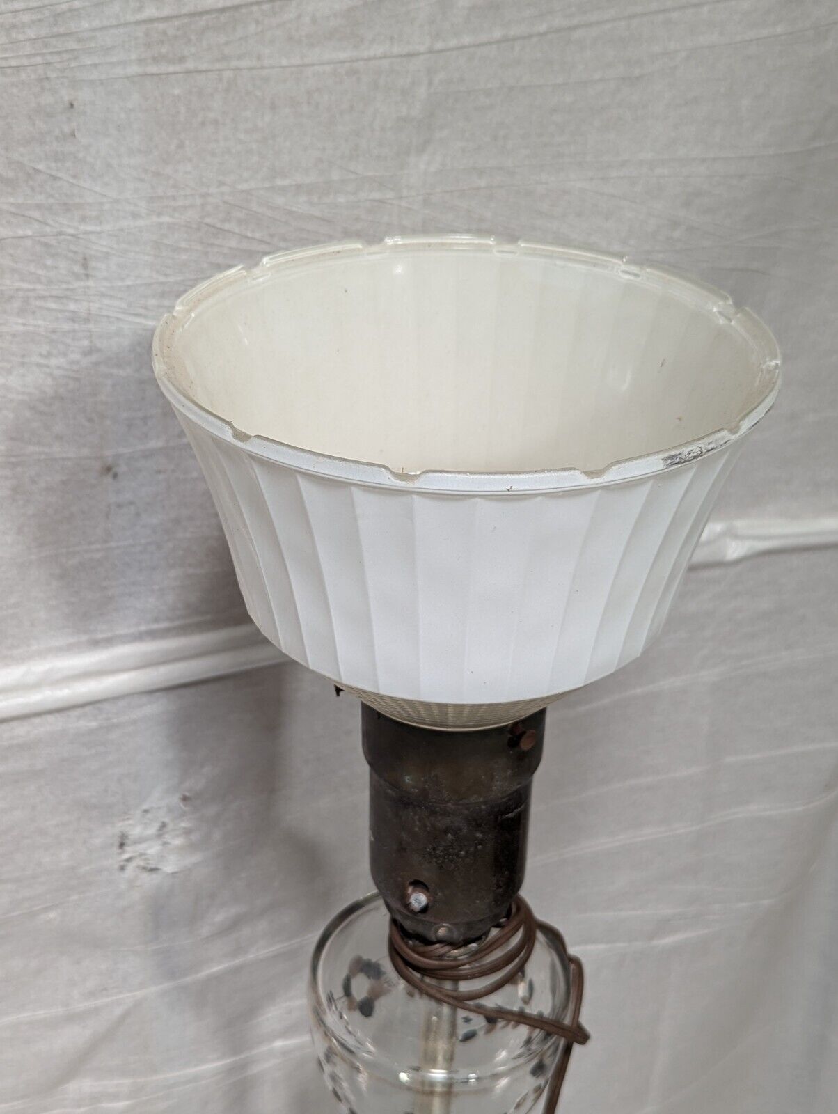 Vintage Mid-Century Milk Glass Floor Lamp 58" Tall