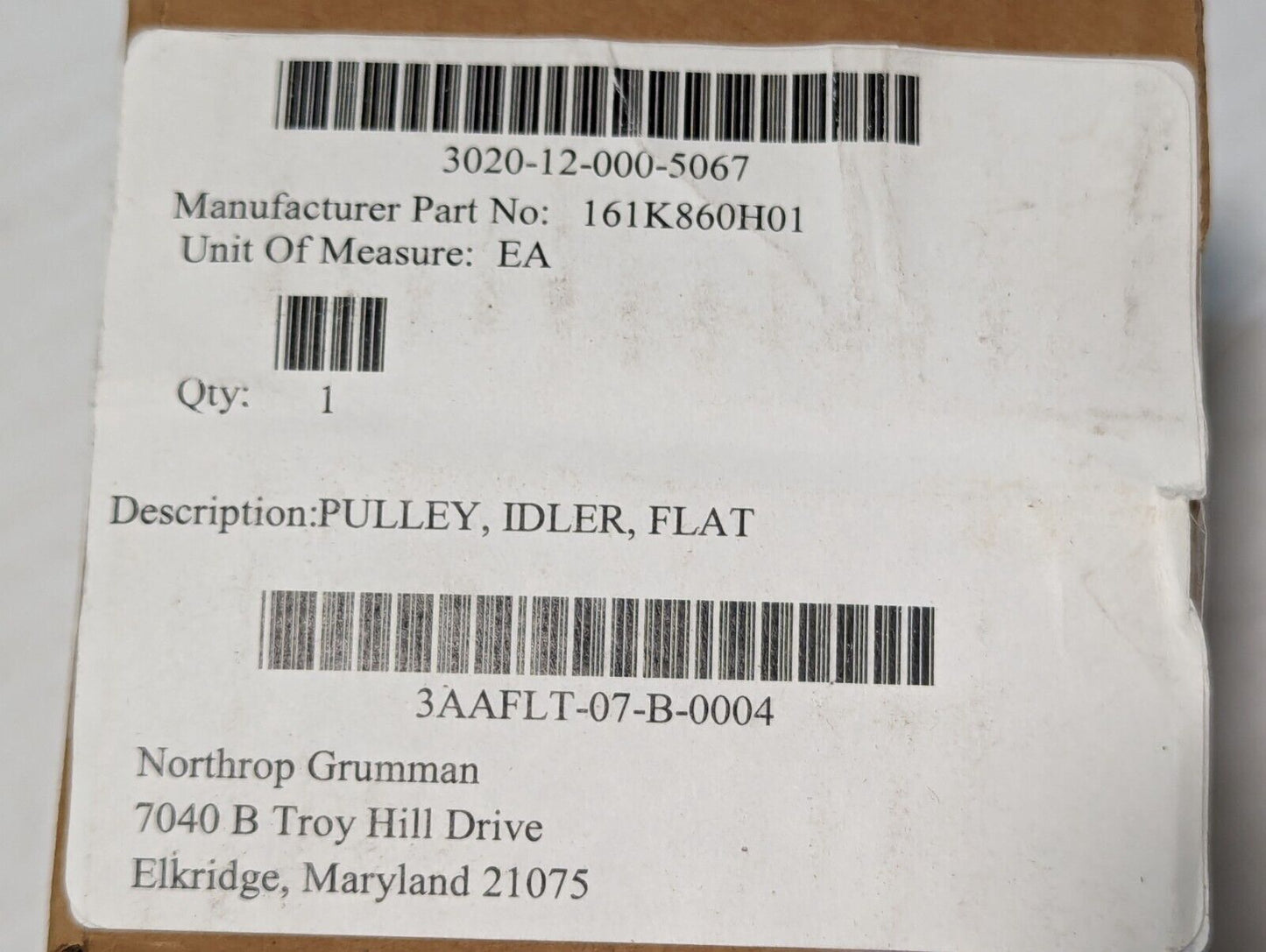 161K860H01 Flat Idler Pulley, 3020-12-000-5067 - Free Shipping