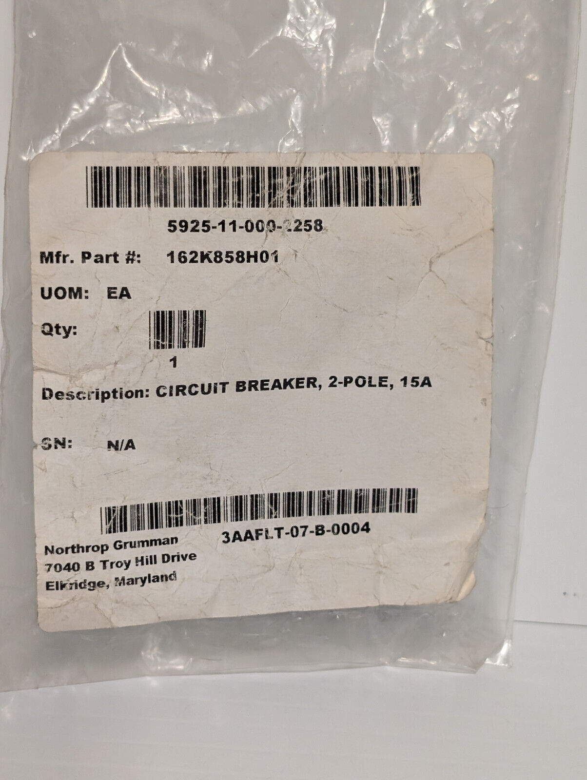 ABB S202U-K15 Circuit Breaker, 2-Pole, 240 VAC, 15 A, E212323, 50/60 Hz