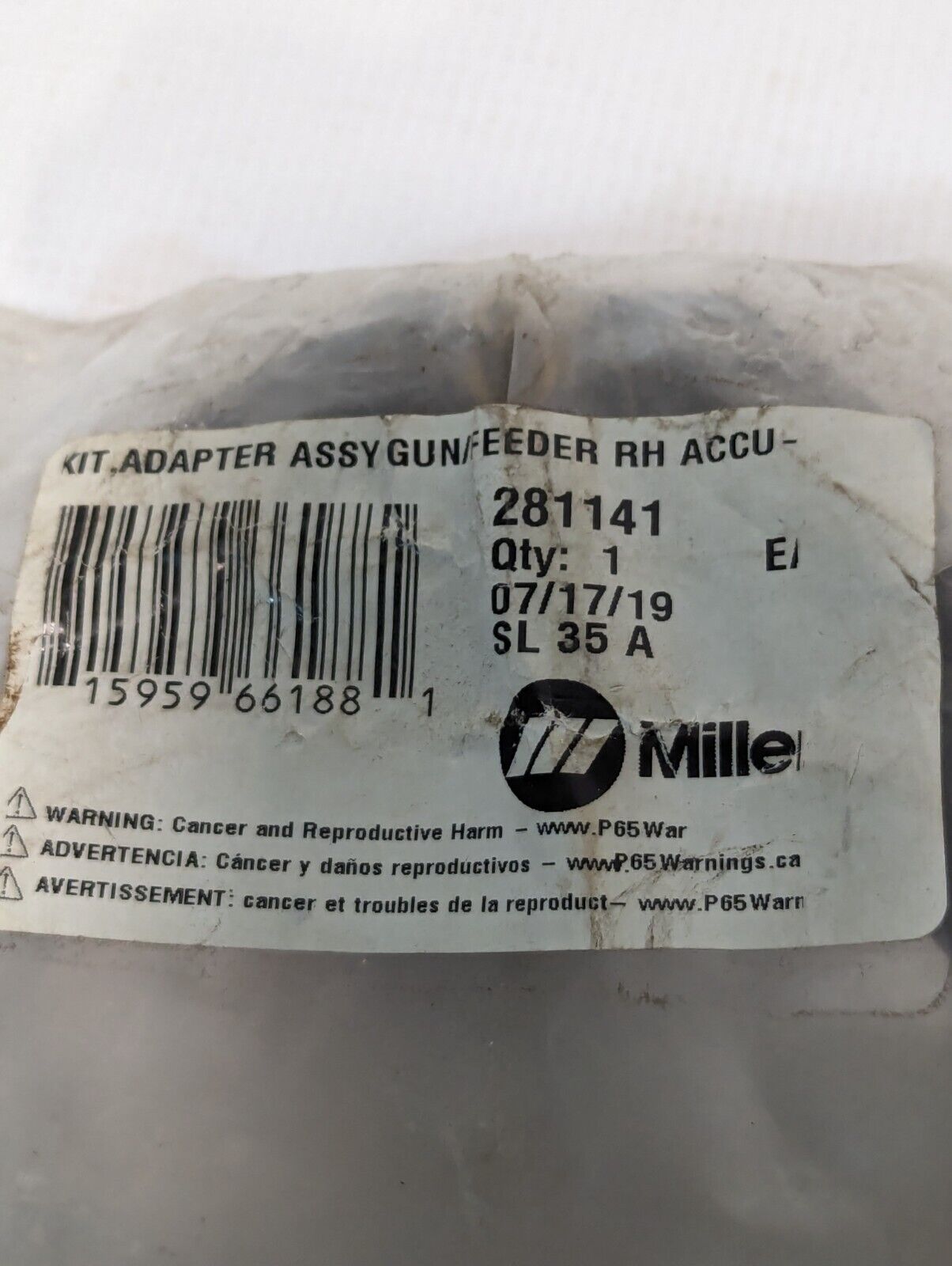 Miller 281141 Kit Adapter Assy Gun/Feeder Rh Accu-Mate - Free Shipping