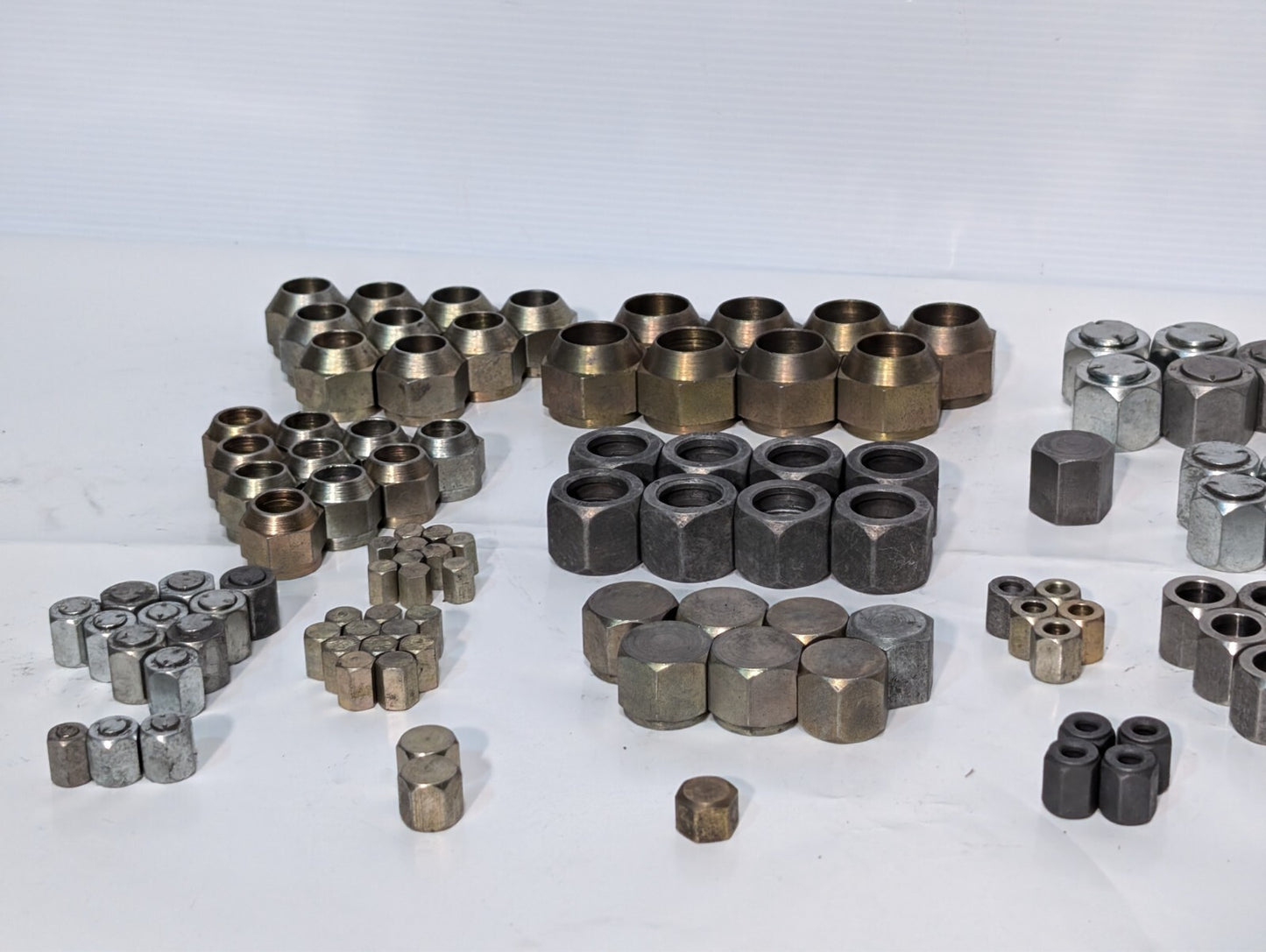 144 Assorted Adapters + Fittings, Hex Nut Lug Nut Bushing Pipe Threader