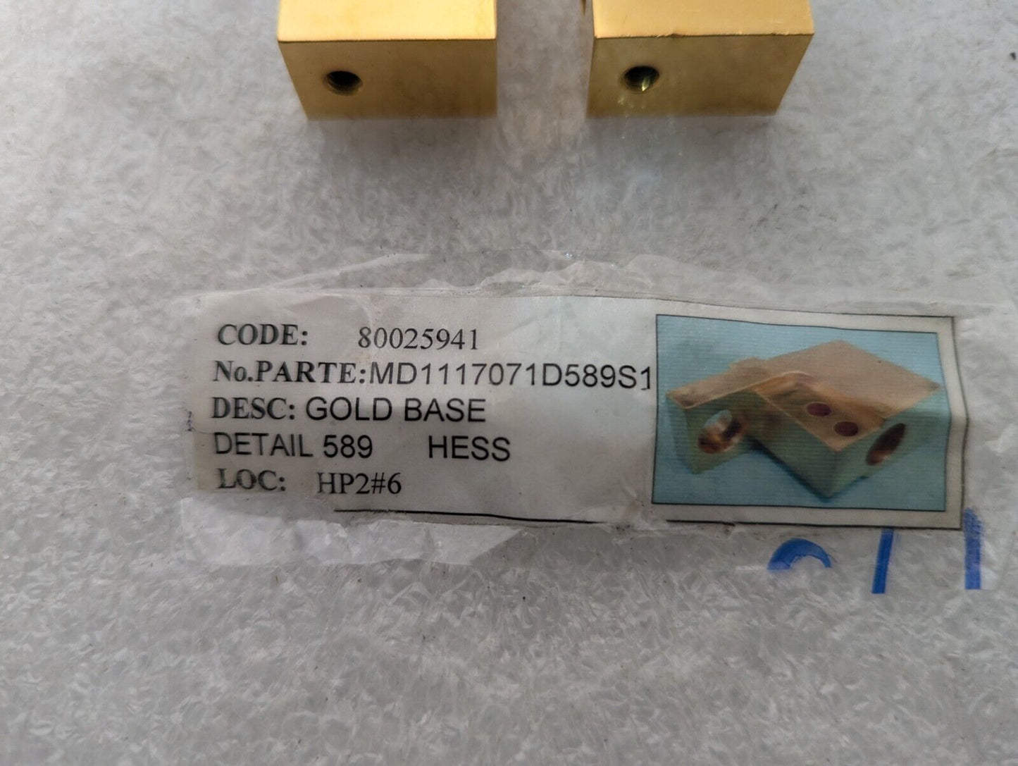 (2) Hess 589, MD1117071D589S1, 80025941 Gold Base, Golden Industrial Plate