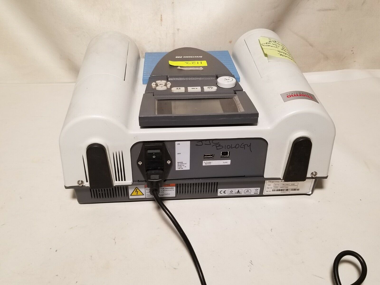 Thermo Scientific Spectronic 200, powers on, but various errors
