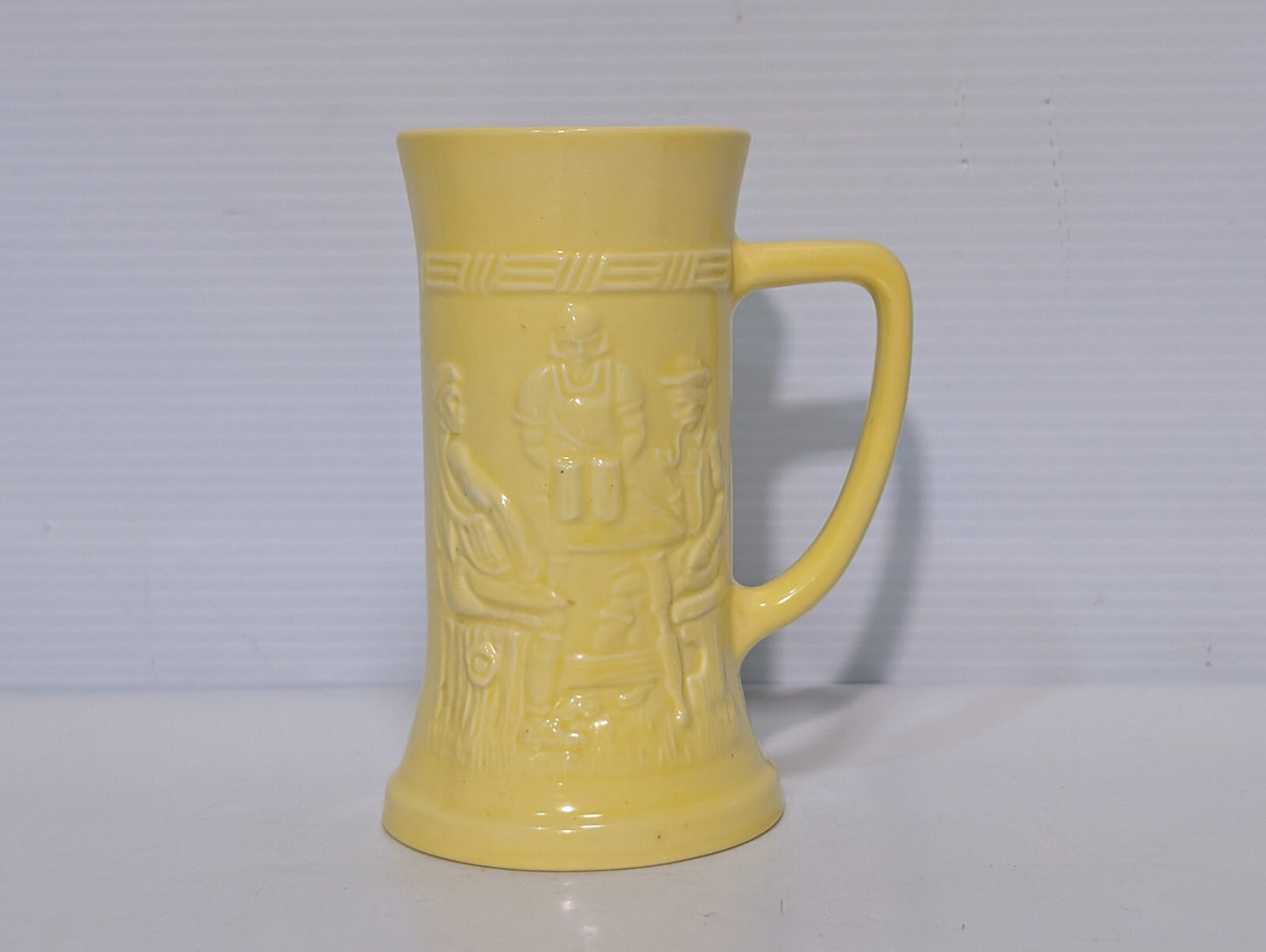 Vintage Yellow Glazed Beer Stein Coffee Mug Pub Federal Milk Glass